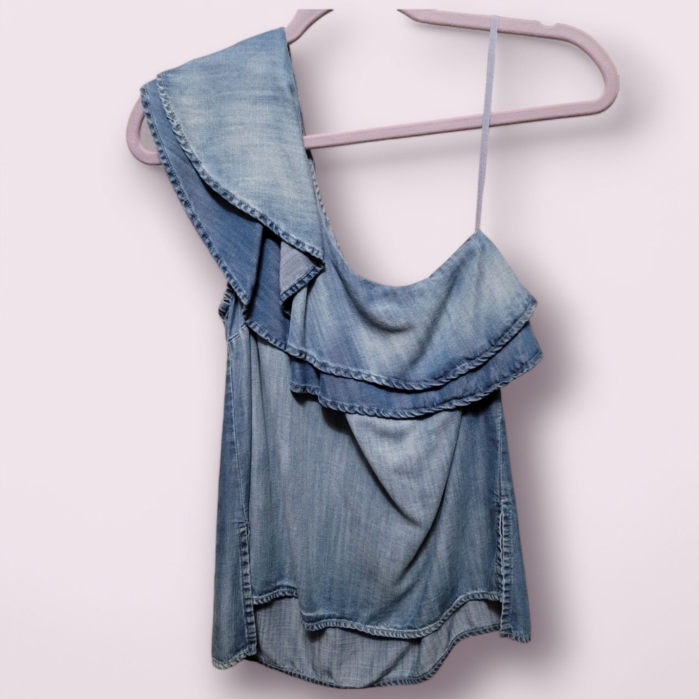 Stylish Denim Ruffle Top